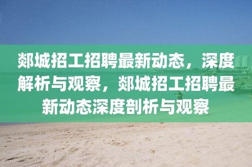郯城招工招聘最新動(dòng)態(tài)，深度解析與觀察，郯城招工招聘最新動(dòng)態(tài)深度剖析與觀察