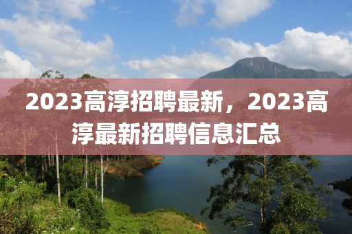 2023高淳招聘最新，2023高淳最新招聘信息匯總