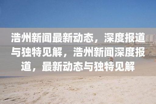 浩州新聞最新動(dòng)態(tài)，深度報(bào)道與獨(dú)特見解，浩州新聞深度報(bào)道，最新動(dòng)態(tài)與獨(dú)特見解信陽宸信網(wǎng)絡(luò)科技有限公司