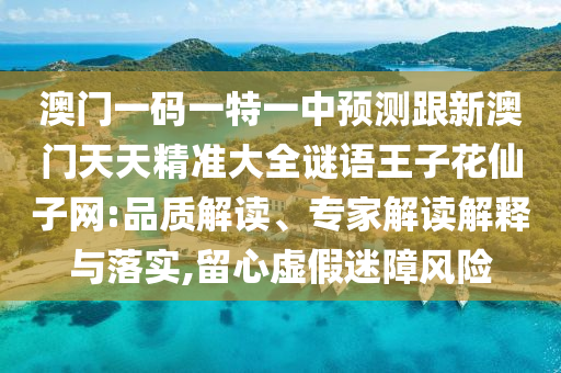 澳門一碼一特一中預測跟新澳門天天精準大全謎語王子花仙子網:品質解讀、專家解讀解釋與落實,留心虛假迷障風險信陽宸信網絡科技有限公司