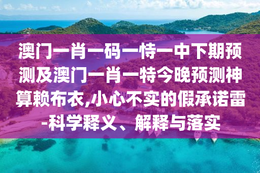 澳門一肖一碼一恃一中下期預(yù)測及澳門一肖一特今晚預(yù)測神算賴布衣,小心不實(shí)的假承諾雷-科學(xué)釋義、解釋與落實(shí)信陽宸信網(wǎng)絡(luò)科技有限公司