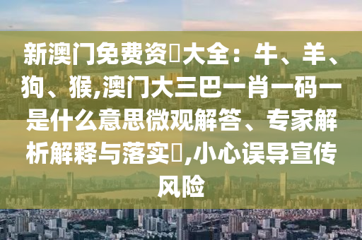 新澳門免信陽宸信網(wǎng)絡(luò)科技有限公司費資枓大全：牛、羊、狗、猴,澳門大三巴一肖一碼一是什么意思微觀解答、專家解析解釋與落實?,小心誤導宣傳風險