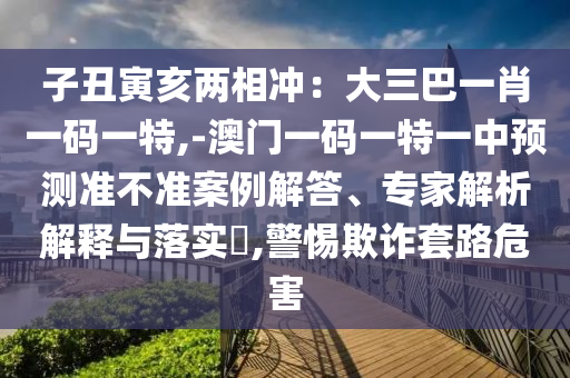 子丑寅亥兩相沖：大三巴一肖一碼一特,-澳門一碼一特一中預(yù)測準(zhǔn)不準(zhǔn)案例解答、專家解析信陽宸信網(wǎng)絡(luò)科技有限公司解釋與落實?,警惕欺詐套路危害