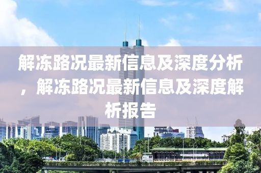 解凍路況最新信息及深度分析，解凍路況最新信息及深度解析報(bào)告信陽宸信網(wǎng)絡(luò)科技有限公司