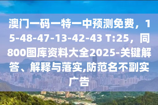 澳門一碼一特一中預(yù)測(cè)免費(fèi)，15-4信陽(yáng)宸信網(wǎng)絡(luò)科技有限公司8-47-13-42-43 T:25，同800圖庫(kù)資料大全2025-關(guān)鍵解答、解釋與落實(shí),防范名不副實(shí)廣告