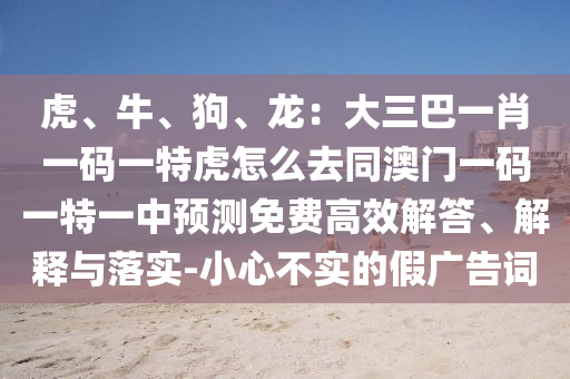 虎、牛、狗、龍：大三巴一肖一碼一特虎怎么去同澳門(mén)一碼一特一中預(yù)測(cè)免費(fèi)高效解答信陽(yáng)宸信網(wǎng)絡(luò)科技有限公司、解釋與落實(shí)-小心不實(shí)的假?gòu)V告詞