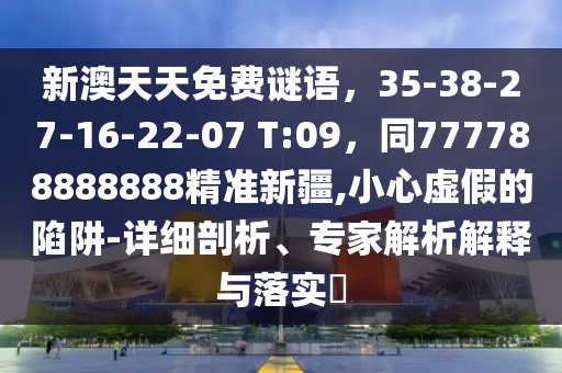 新澳天天免費謎語，35-38-27-16-22-07 T:09，同777788888888精準新疆,小心虛假的陷阱-詳細剖析、專家解析解釋與落實?信陽宸信網(wǎng)絡(luò)科技有限公司