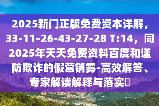 2025新門正版免費資本詳解，33-11-26-43-27-28 T:14，同2025年天天免費資料百度和謹(jǐn)防欺詐的假營銷霧-高效解答、專家解讀解釋與落實?
